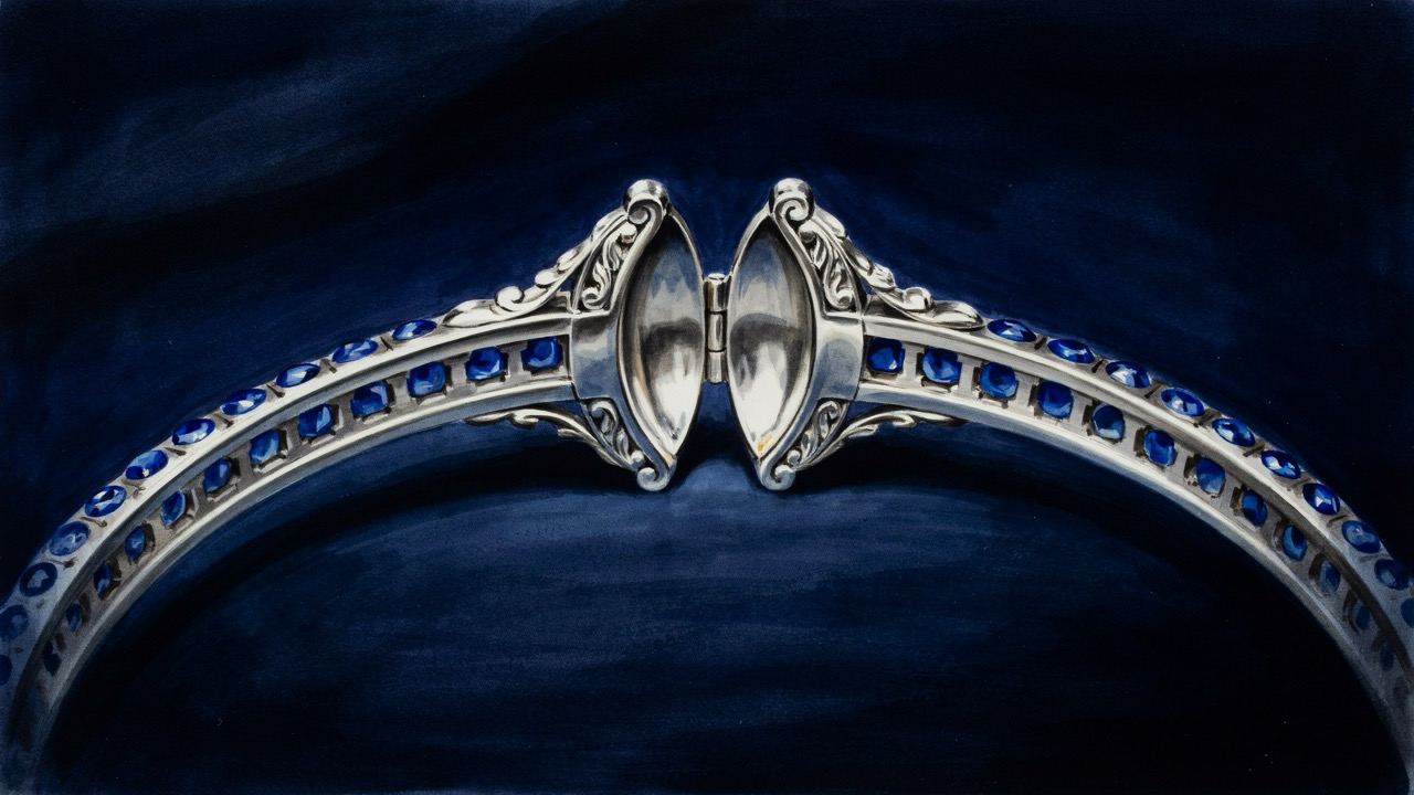 The bracelet's clasp, opened